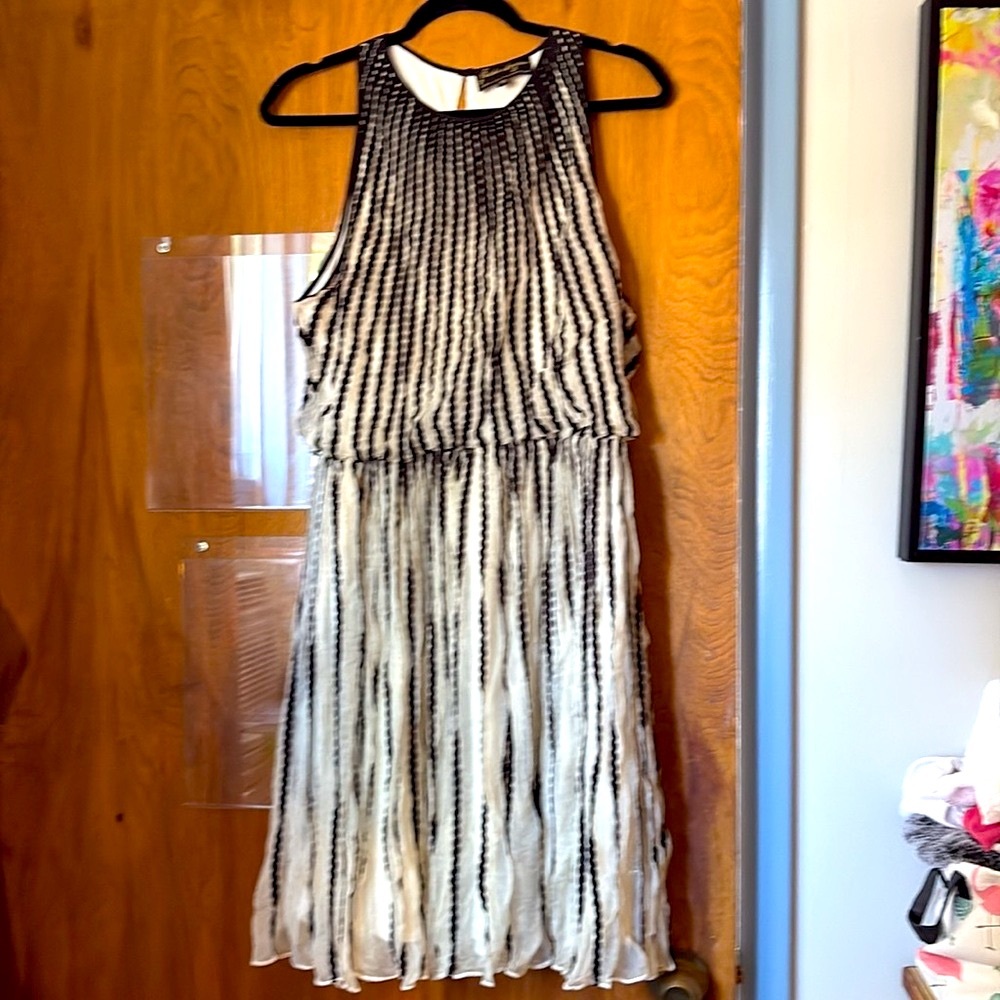 Anthropologie Women’s Geisha Designs Black and White Striped Halter Dress - Picture 7 of 8